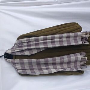 Italy Design Cashmere Gray Plaid Fringe Scarf